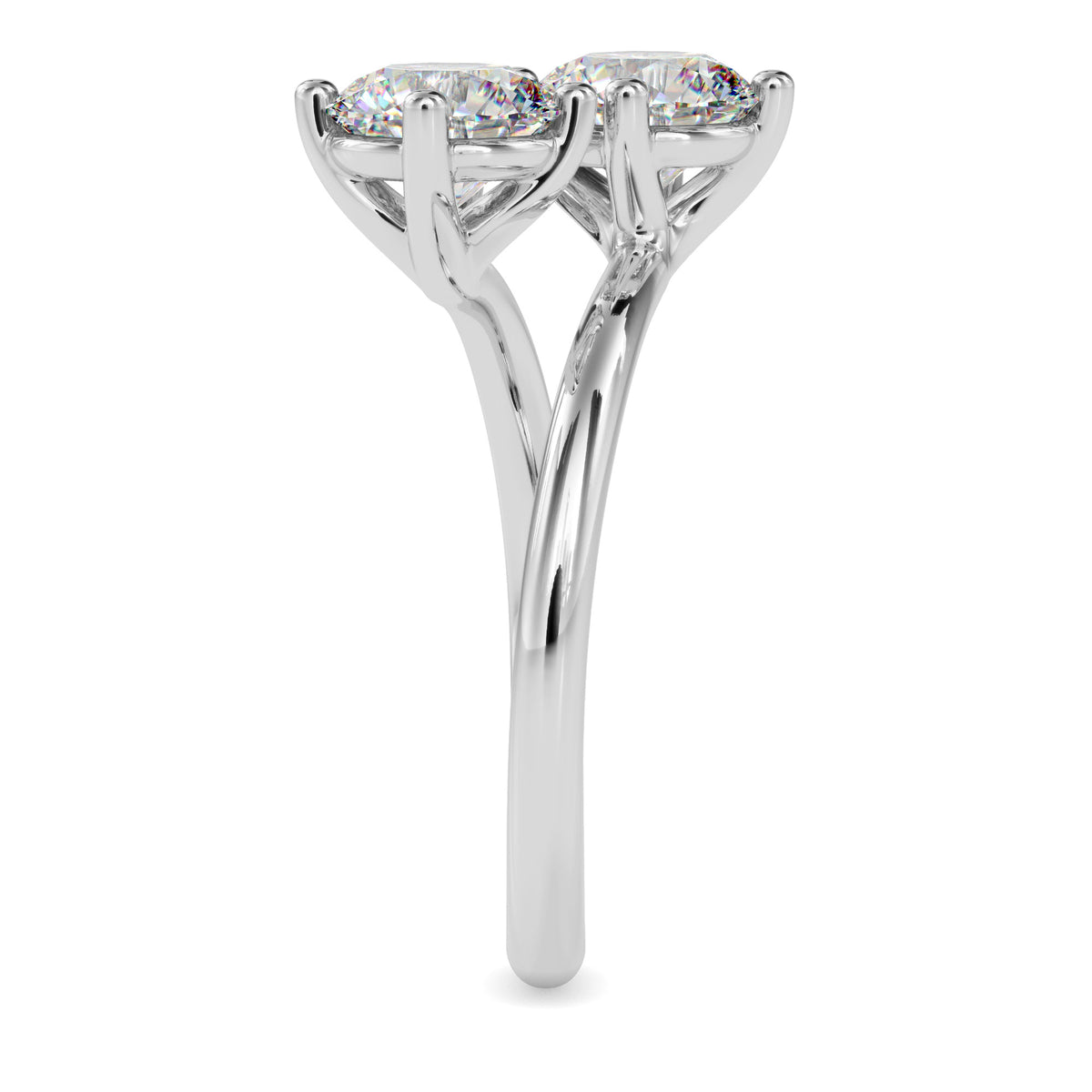 Classic Modern Toi ET Moi Round Diamond Solitaire Ring