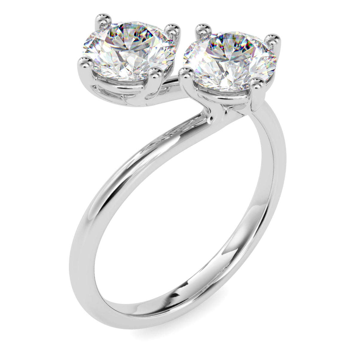 Classic Modern Toi ET Moi Round Diamond Solitaire Ring