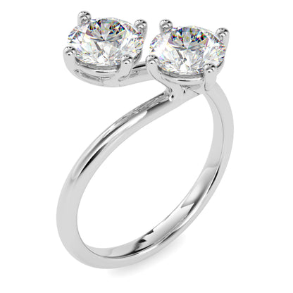 Classic Modern Toi ET Moi Round Diamond Solitaire Ring