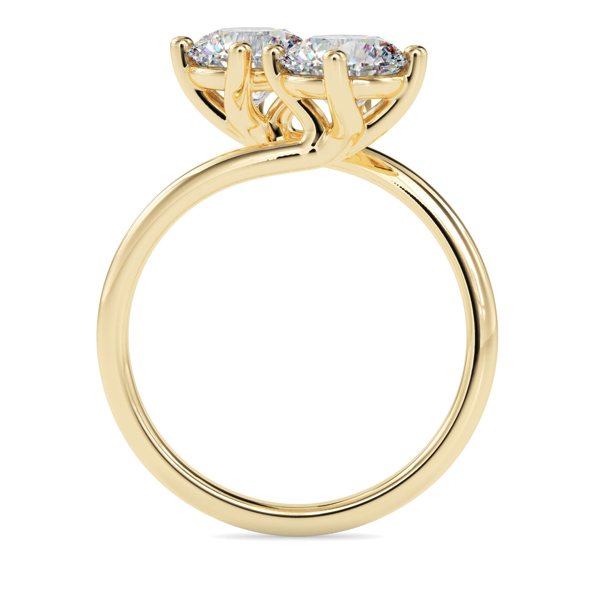 Classic Modern Toi ET Moi Round Diamond Solitaire Ring