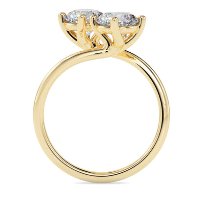 Classic Modern Toi ET Moi Round Diamond Solitaire Ring