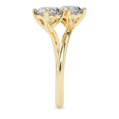 Classic Modern Toi ET Moi Round Diamond Solitaire Ring