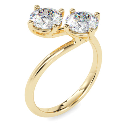 Classic Modern Toi ET Moi Round Diamond Solitaire Ring