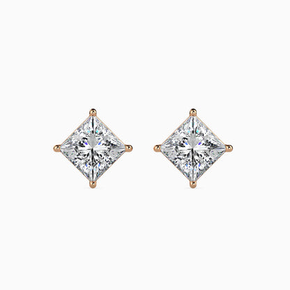 Classic Princess Solitaire Diamond Stud Earrings 0.50 To 5.00 Carat Pair