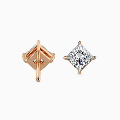 Classic Princess Solitaire Diamond Stud Earrings 0.50 To 5.00 Carat Pair