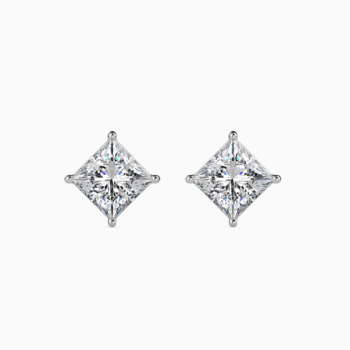 Classic Princess Solitaire Diamond Stud Earrings 0.50 To 5.00 Carat Pair