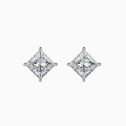 Classic Princess Solitaire Diamond Stud Earrings 0.50 To 5.00 Carat Pair