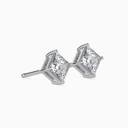 Classic Princess Solitaire Diamond Stud Earrings 0.50 To 5.00 Carat Pair