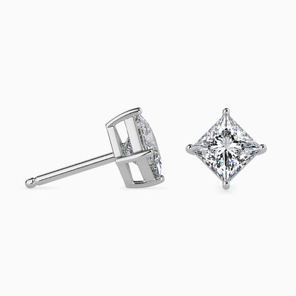 Classic Princess Solitaire Diamond Stud Earrings 0.50 To 5.00 Carat Pair