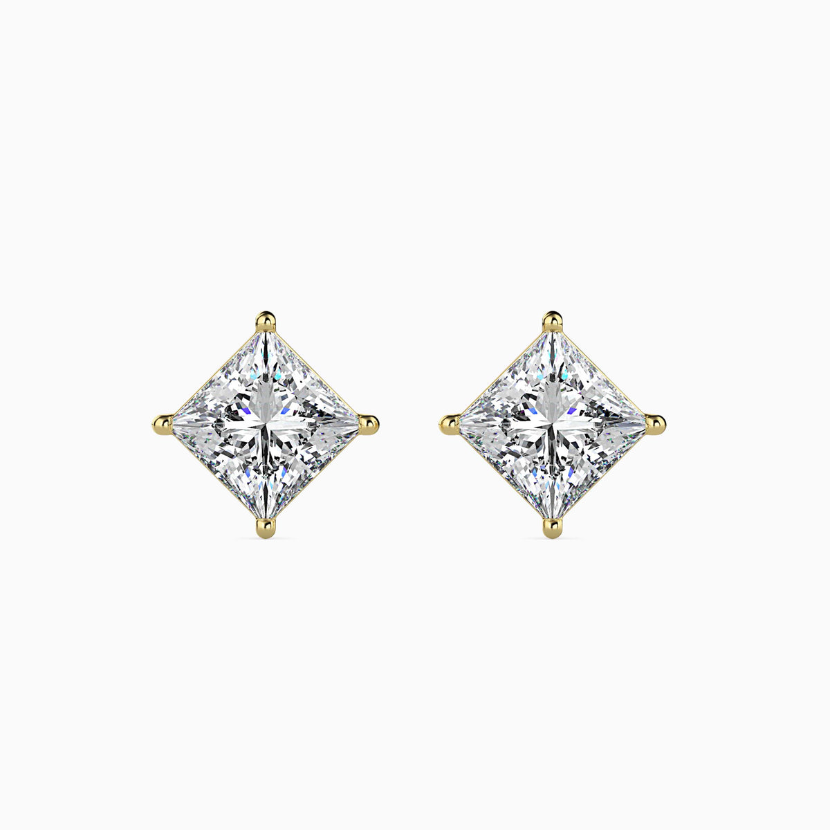 Classic Princess Solitaire Diamond Stud Earrings 0.50 To 5.00 Carat Pair