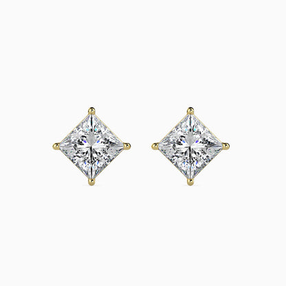 Classic Princess Solitaire Diamond Stud Earrings 0.50 To 5.00 Carat Pair