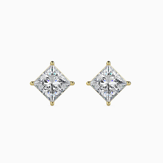 Classic Princess Solitaire Diamond Stud Earrings 0.50 To 5.00 Carat Pair