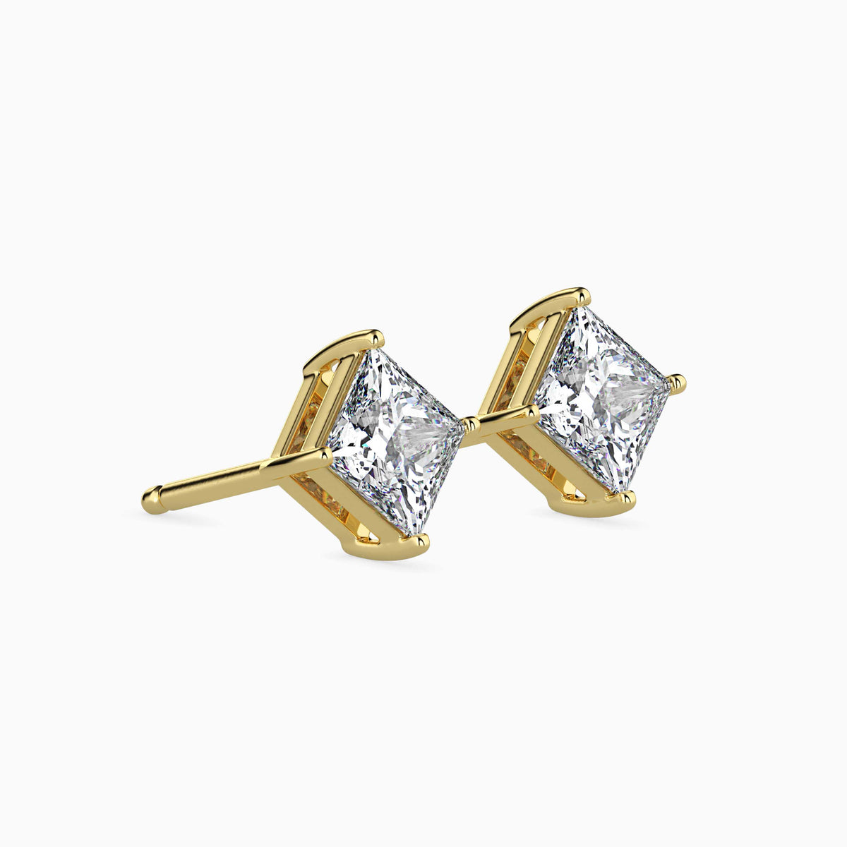 Classic Princess Solitaire Diamond Stud Earrings 0.50 To 5.00 Carat Pair