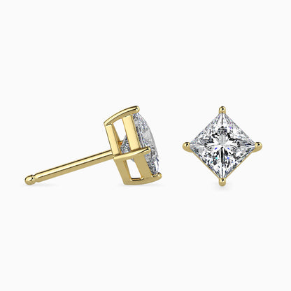 Classic Princess Solitaire Diamond Stud Earrings 0.50 To 5.00 Carat Pair