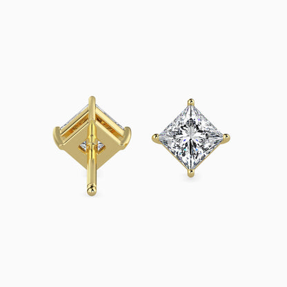 Classic Princess Solitaire Diamond Stud Earrings 0.50 To 5.00 Carat Pair