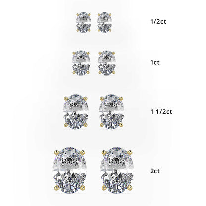 Classic Oval Solitaire Diamond Stud Earrings 0.50 To 5.00 Carat Pair