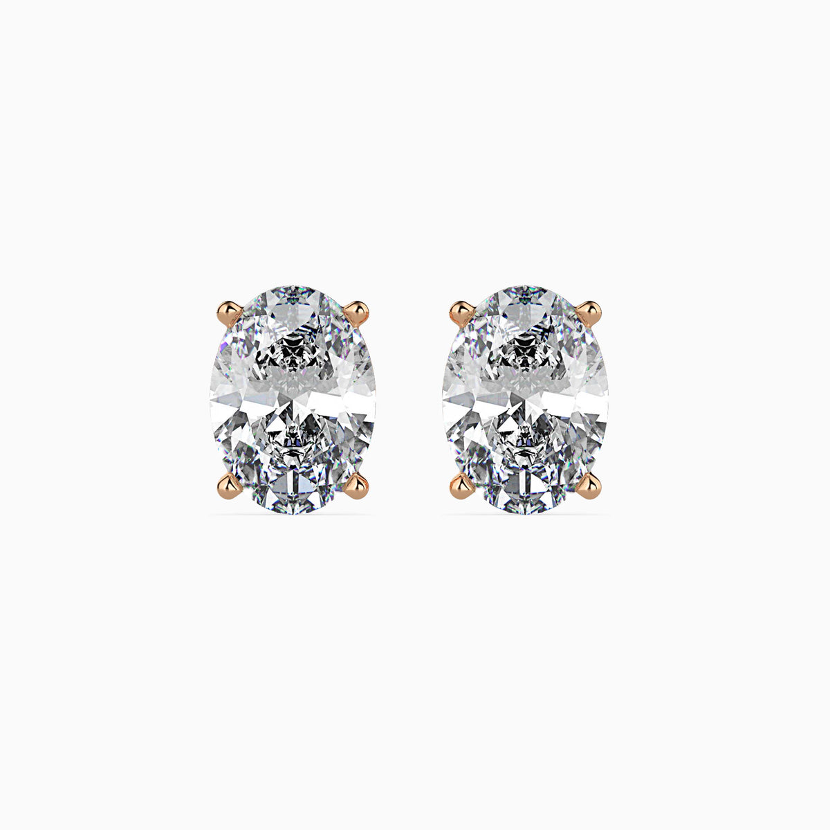 Classic Oval Solitaire Diamond Stud Earrings 0.50 To 5.00 Carat Pair