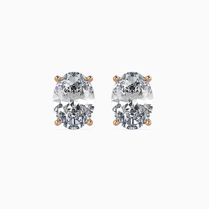 Classic Oval Solitaire Diamond Stud Earrings 0.50 To 5.00 Carat Pair