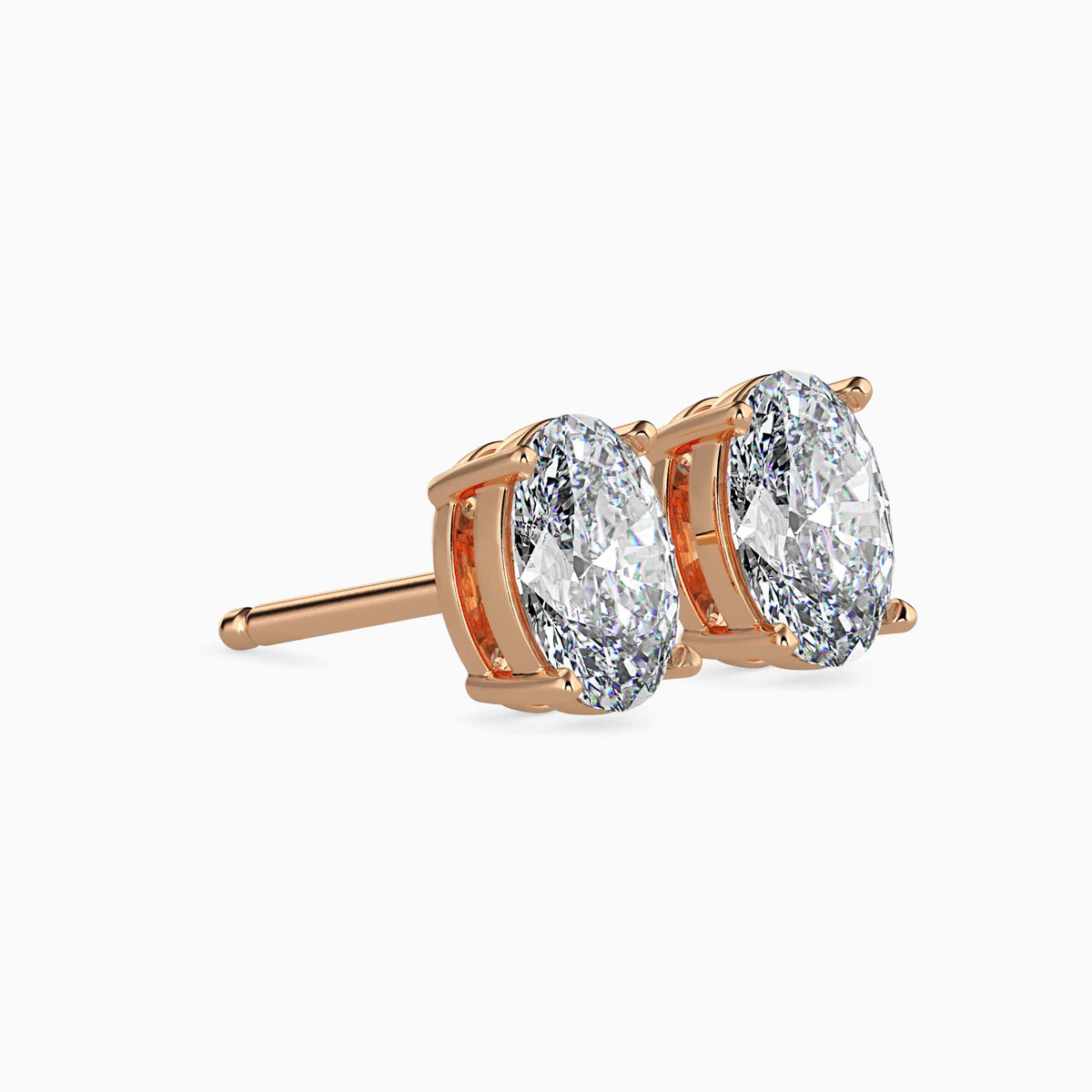 Classic Oval Solitaire Diamond Stud Earrings 0.50 To 5.00 Carat Pair