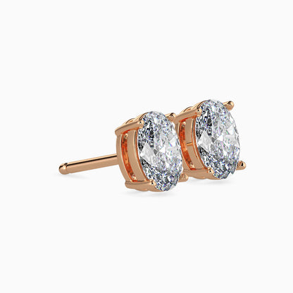 Classic Oval Solitaire Diamond Stud Earrings 0.50 To 5.00 Carat Pair
