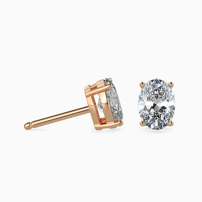 Classic Oval Solitaire Diamond Stud Earrings 0.50 To 5.00 Carat Pair