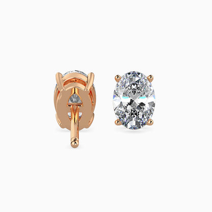 Classic Oval Solitaire Diamond Stud Earrings 0.50 To 5.00 Carat Pair