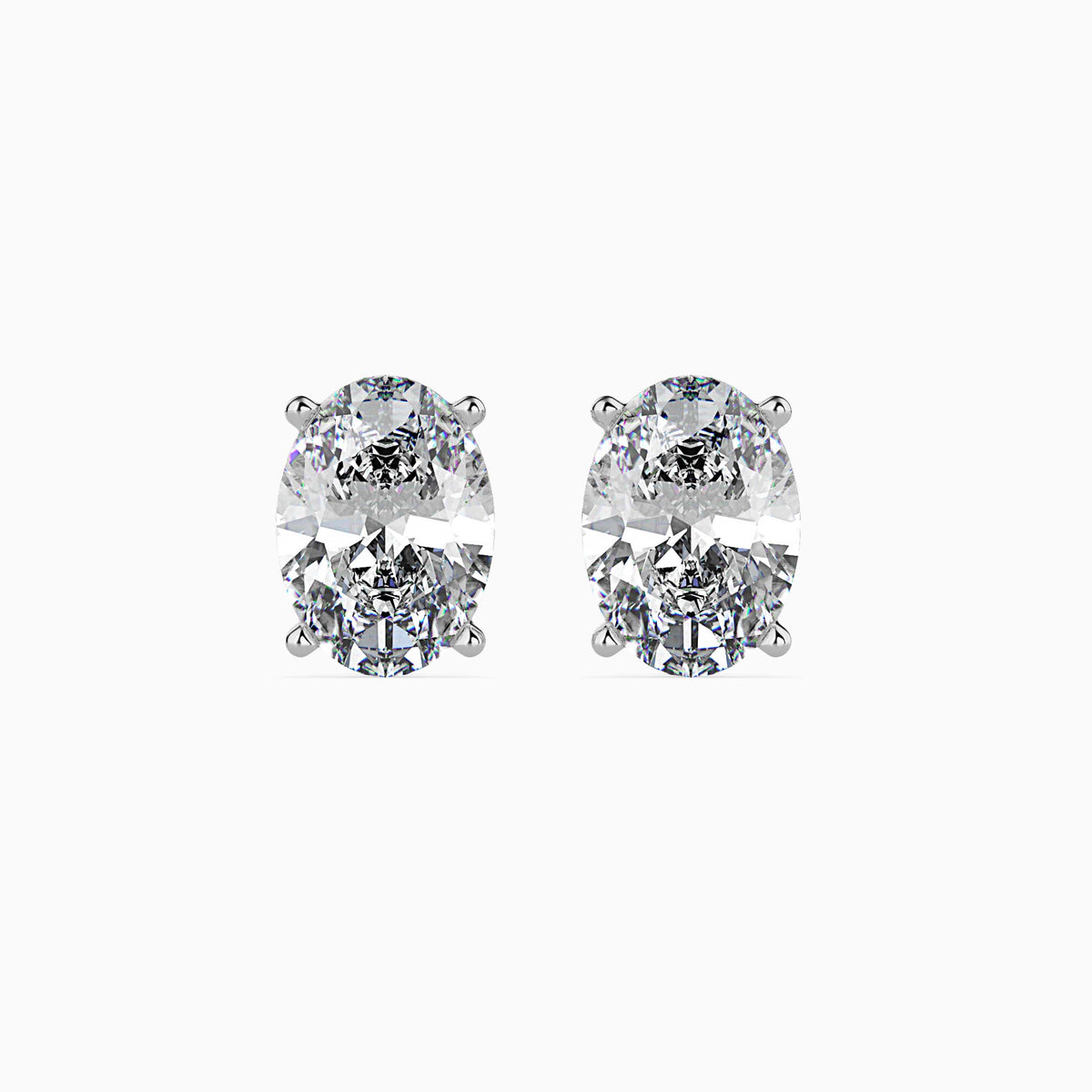 Classic Oval Solitaire Diamond Stud Earrings 0.50 To 5.00 Carat Pair