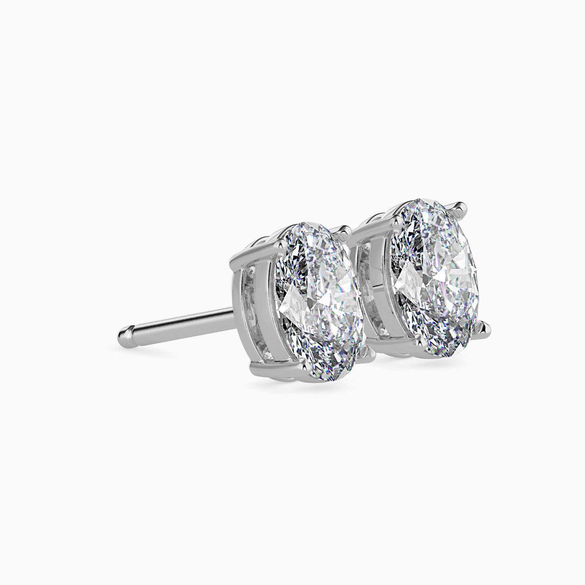 Classic Oval Solitaire Diamond Stud Earrings 0.50 To 5.00 Carat Pair