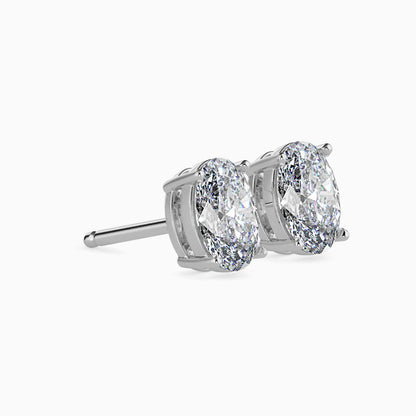 Classic Oval Solitaire Diamond Stud Earrings 0.50 To 5.00 Carat Pair