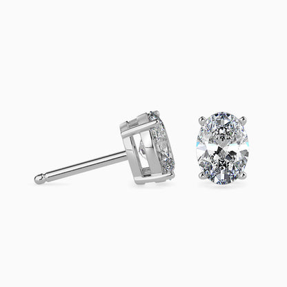 Classic Oval Solitaire Diamond Stud Earrings 0.50 To 5.00 Carat Pair