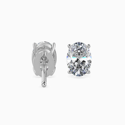 Classic Oval Solitaire Diamond Stud Earrings 0.50 To 5.00 Carat Pair