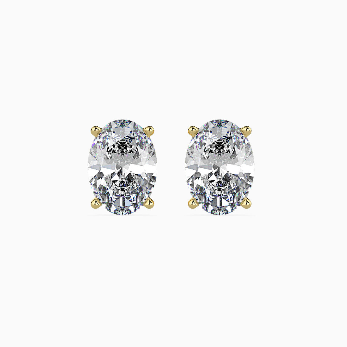 Classic Oval Solitaire Diamond Stud Earrings 0.50 To 5.00 Carat Pair