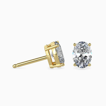 Classic Oval Solitaire Diamond Stud Earrings 0.50 To 5.00 Carat Pair