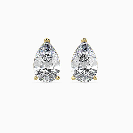 Classic Pear Solitaire Diamond Stud Earrings 0.50 To 5.00 Carat Pair
