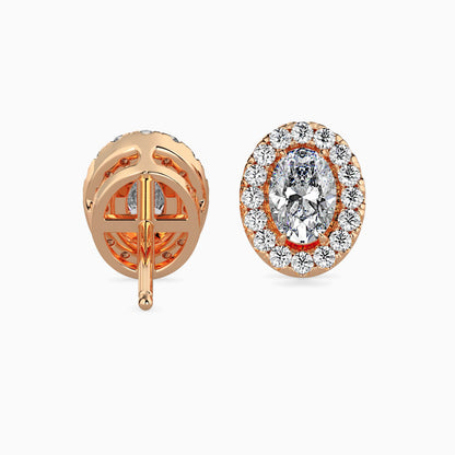 Classic Halo Oval Solitaire Diamond Stud Earrings 0.50 To 2.50 Carat Pair