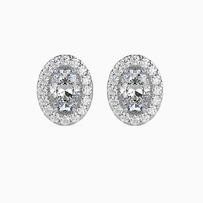 Classic Halo Oval Solitaire Diamond Stud Earrings 0.50 To 2.50 Carat Pair