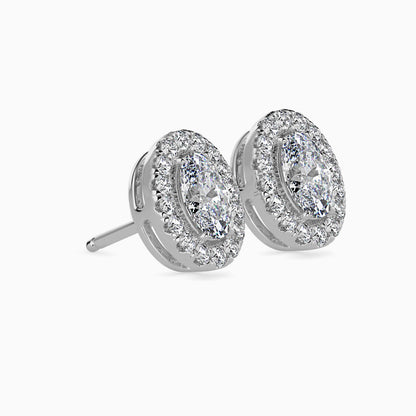 Classic Halo Oval Solitaire Diamond Stud Earrings 0.50 To 2.50 Carat Pair