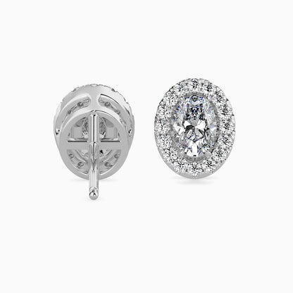 Classic Halo Oval Solitaire Diamond Stud Earrings 0.50 To 2.50 Carat Pair