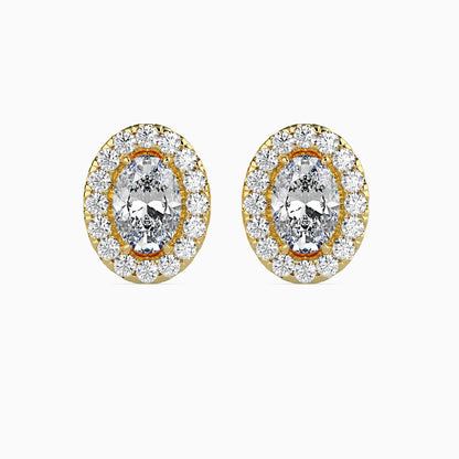 Classic Halo Oval Solitaire Diamond Stud Earrings 0.50 To 2.50 Carat Pair