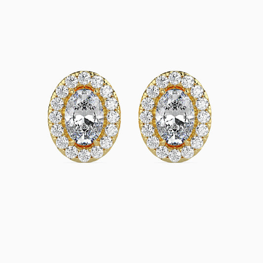 Classic Halo Oval Solitaire Diamond Stud Earrings 0.50 To 2.50 Carat Pair