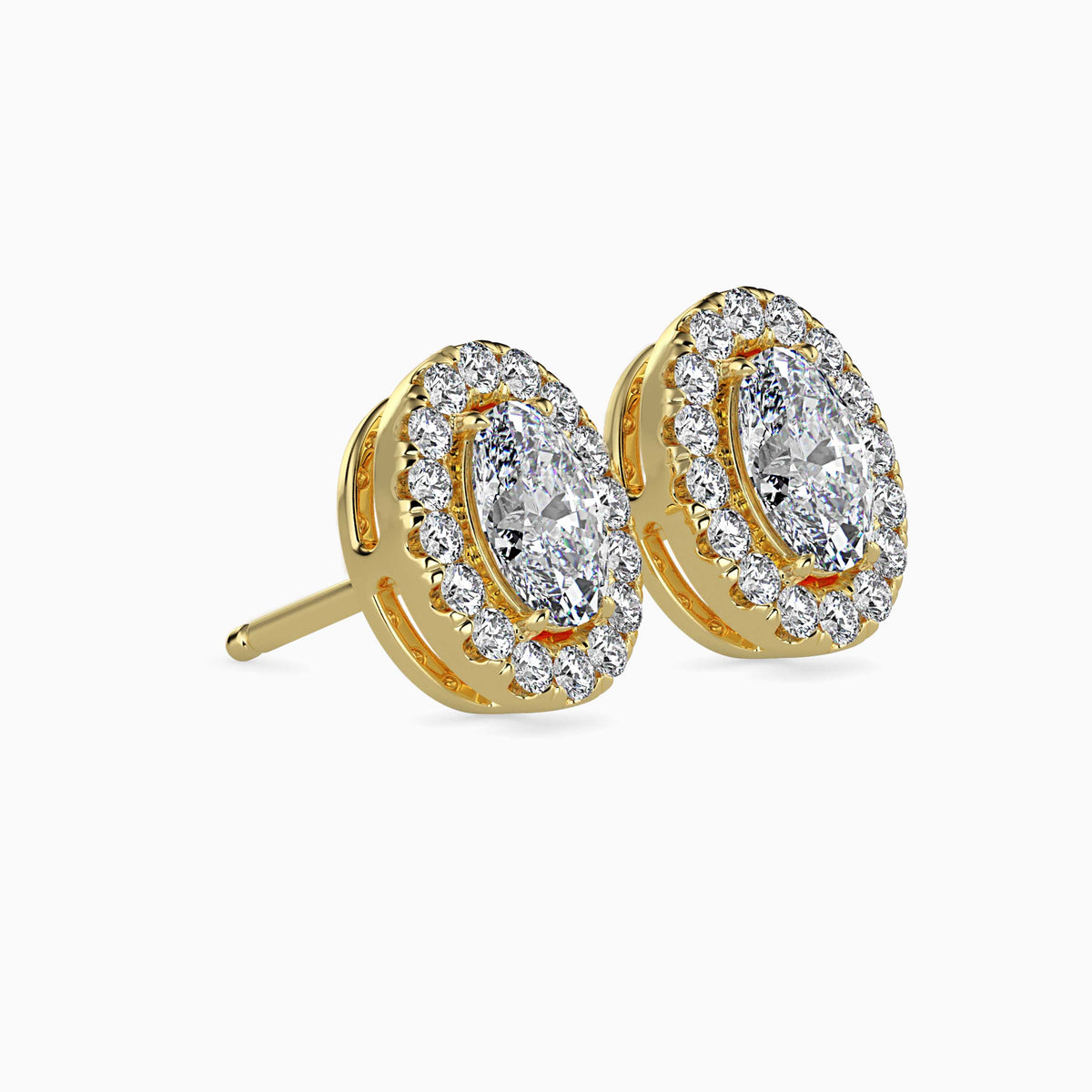 Classic Halo Oval Solitaire Diamond Stud Earrings 0.50 To 2.50 Carat Pair