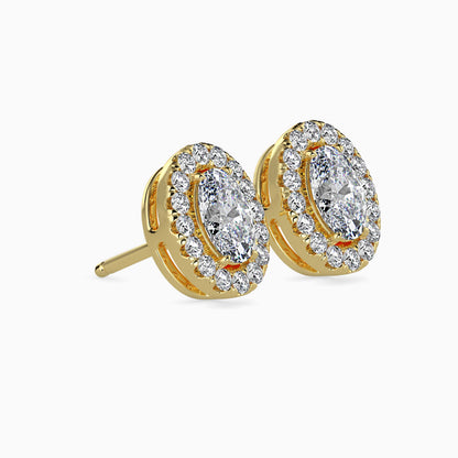 Classic Halo Oval Solitaire Diamond Stud Earrings 0.50 To 2.50 Carat Pair