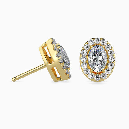 Classic Halo Oval Solitaire Diamond Stud Earrings 0.50 To 2.50 Carat Pair