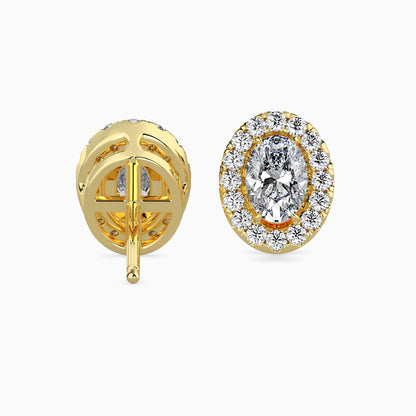Classic Halo Oval Solitaire Diamond Stud Earrings 0.50 To 2.50 Carat Pair