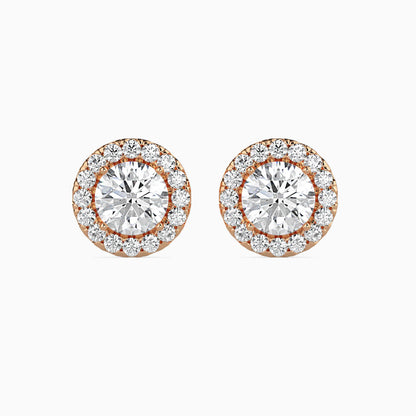 Naira Halo Diamond Solitaire Stud Earrings