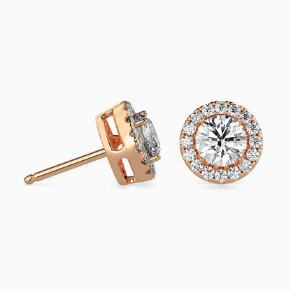 Naira Halo Diamond Solitaire Stud Earrings