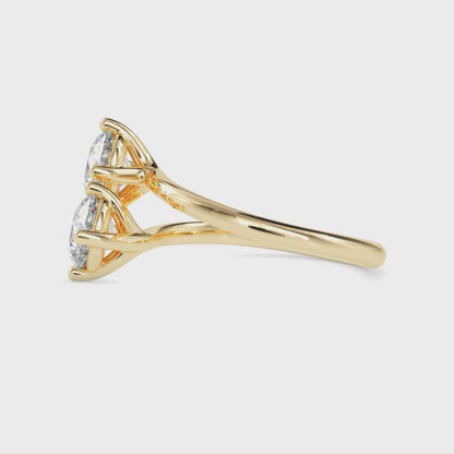 Classic Modern Toi ET Moi Round Diamond Solitaire Ring