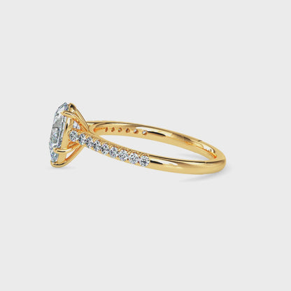 Classic Pear Solitaire  0.50 To 3.00 Carat Diamond Ring With Side Stones - Yellow Gold