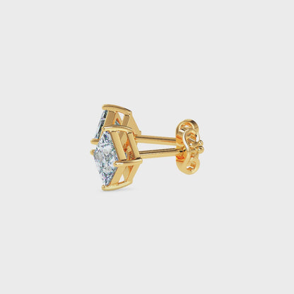 Classic Princess Solitaire Diamond Stud Earrings 0.50 To 5.00 Carat Pair