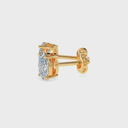 Classic Oval Solitaire Diamond Stud Earrings 0.50 To 5.00 Carat Pair